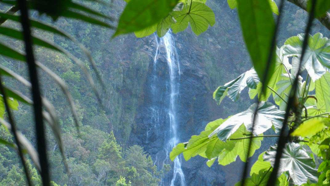 waterfall cascading down a mountain side